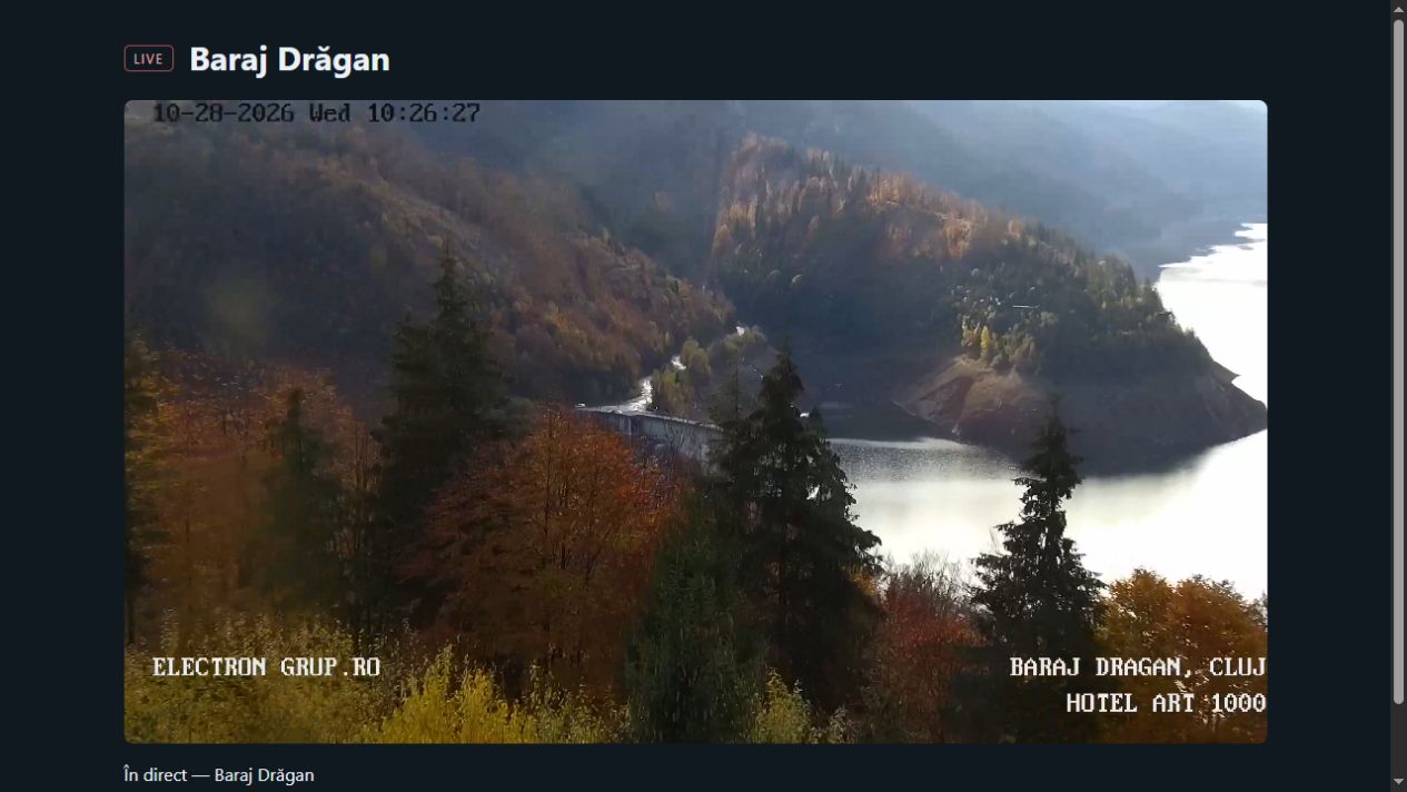 Imagine surprinsă de camera de la Barajul Drăgan: lacul și versanții împăduriți