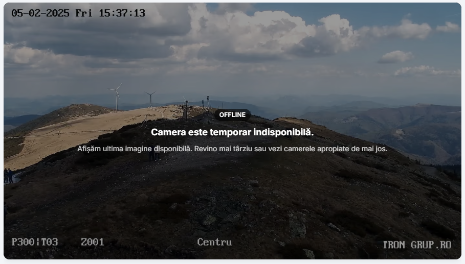 Captură de arhivă a camerei Vârful Bihor: creasta montană și peisajul Munților Apuseni